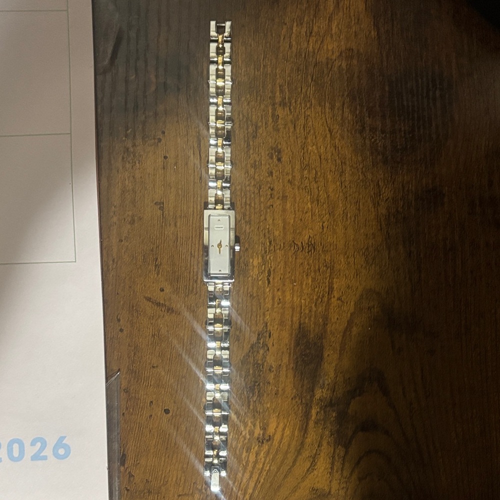 Coach Two-Tone Rectangular Face Bracelet Watch - … - image 1